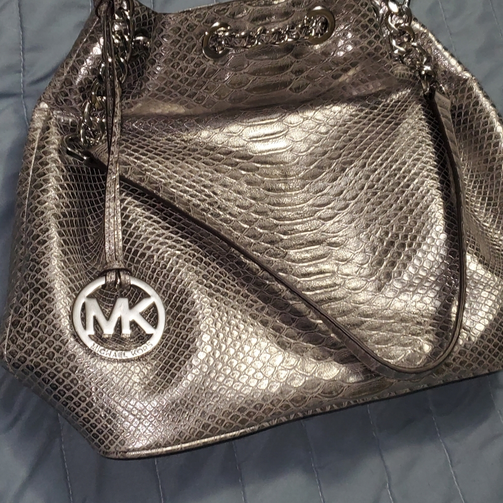 Michael Kors silver snakeskin purse